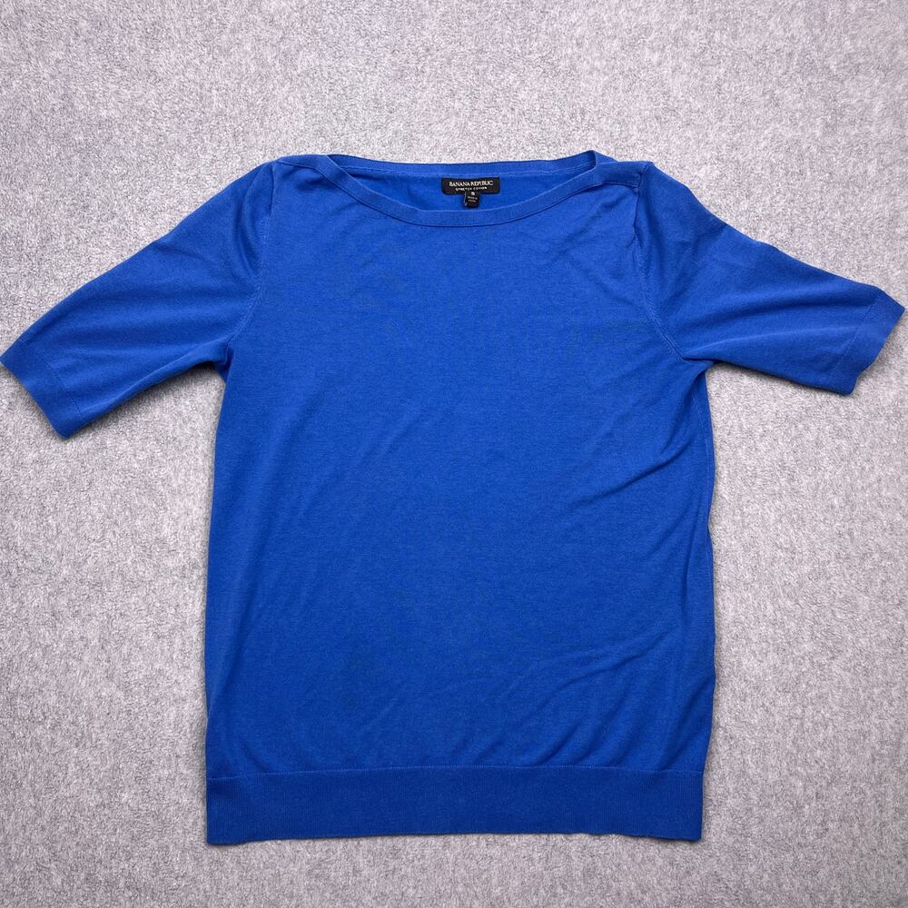 banana republic pullover sweater blue‎ knit short sleeve womens small